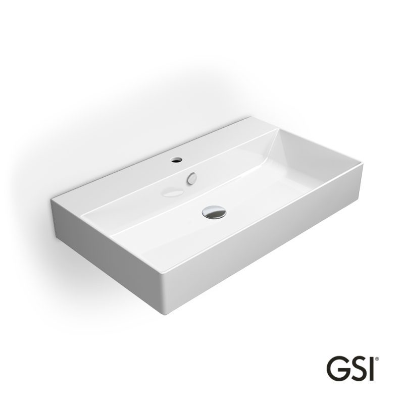 Νιπτήρας Πορσελάνης Kube-X 80×47 (1 οπή+2 προχ.) GSI White