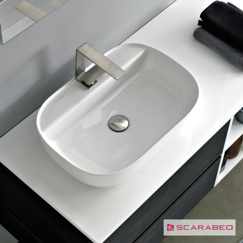 Νιπτήρας Πορσελάνης Glam56/R 56×38 (1 οπή) Scarabeo