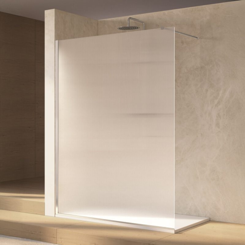 Filicudi Onda Chrome Clear Fluted Καμπίνα Walk-in 90x200H 8mm
